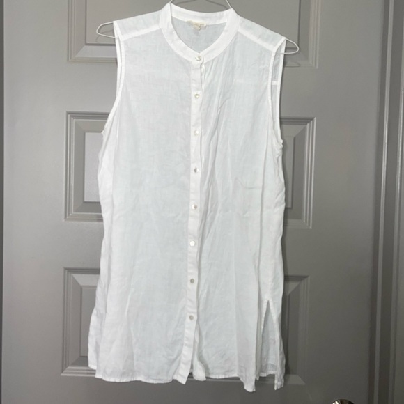 Eileen Fisher Tops - Eileen Fisher Crisp White Linen Blouse